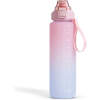 Afbeelding van Family Sport - Waterfles Roze/Blauw - 1 Liter Drinkfles - Waterfles met Rietje - Waterfles met tijdmarkering