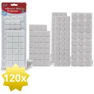 Afbeelding van 120x Premium Viltjes Stoelpoten - Wit - Zelfklevend Anti Kras Meubelvilt voor Meubels - 120 stuks - Rond en