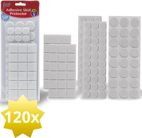 Afbeelding van 120x Premium Viltjes Stoelpoten - Wit - Zelfklevend Anti Kras Meubelvilt voor Meubels - 120 stuks - Rond en