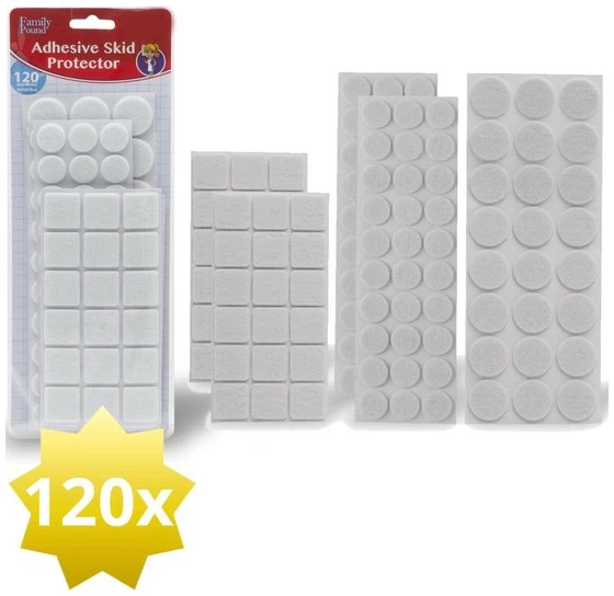 Afbeelding van 120x Premium Viltjes Stoelpoten - Wit - Zelfklevend Anti Kras Meubelvilt voor Meubels - 120 stuks - Rond en