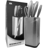 Afbeelding van Luxe Messenset met Messenblok Houder RVS - Keukenmessen - Zwart met Zilver - 7-delig Messenblok -