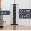 Afbeelding van DELIGHT - Inbouw Hoekstekkerdoos met 2X USB en 3 Stopcontacten - Hoek Stekkerdoos Zilver met Zwart - 0b38