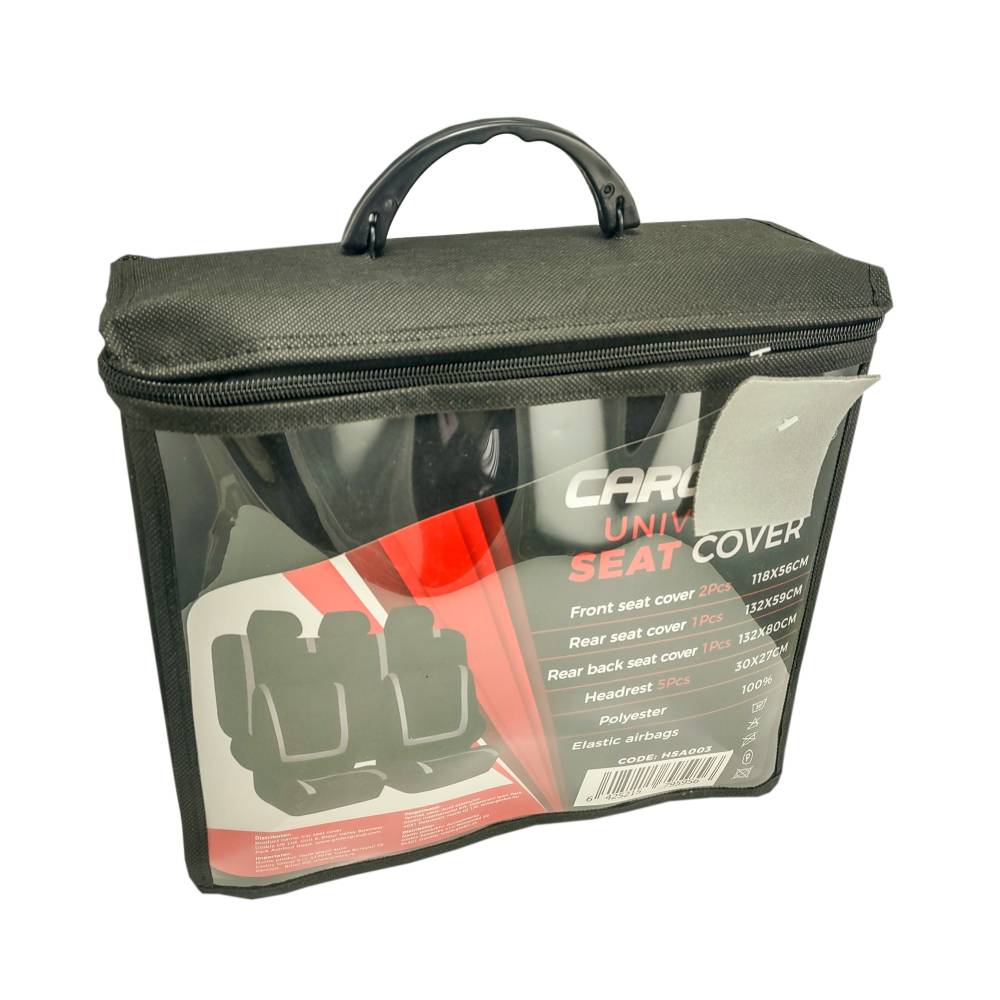 Afbeelding van Universele stoelhoezen auto - Zwart/Grijs - Stoelhoes voor in de auto - Complete set - Stoelhoezenset - 0bad