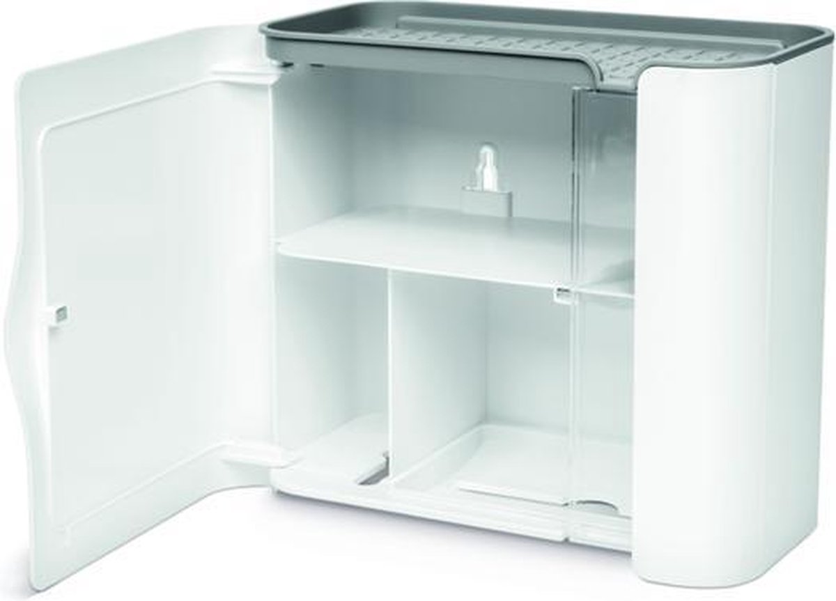Afbeelding van Bewello® - WC Rolhouder - Toiletrolhouder - Zelfklevend WC Kastje - Wit met Grijs - 248 x 130 x 230 mm -