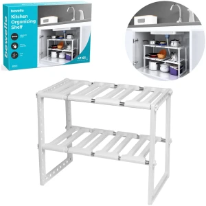 Afbeelding van Bewello® - Pannenrek Keukenkast Organizer - 47-65cm breed - Kunststof Opbergrek Keukenkast - 0d60 bd26 48e2