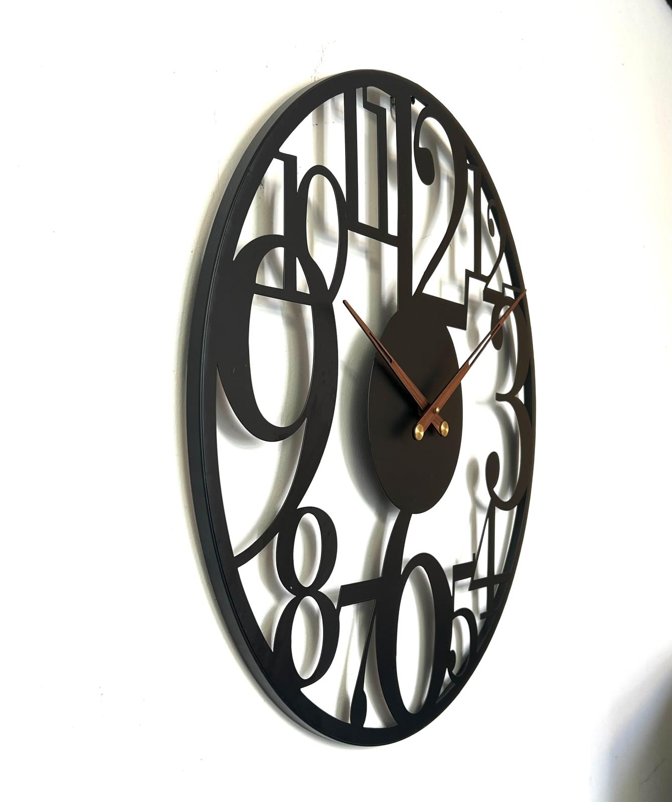 Afbeelding van HSXL - 60cm Grote Stille Wandklok Landelijk en Industrieel uit Zwart Metaal - Groot - 60 cm - Metalen