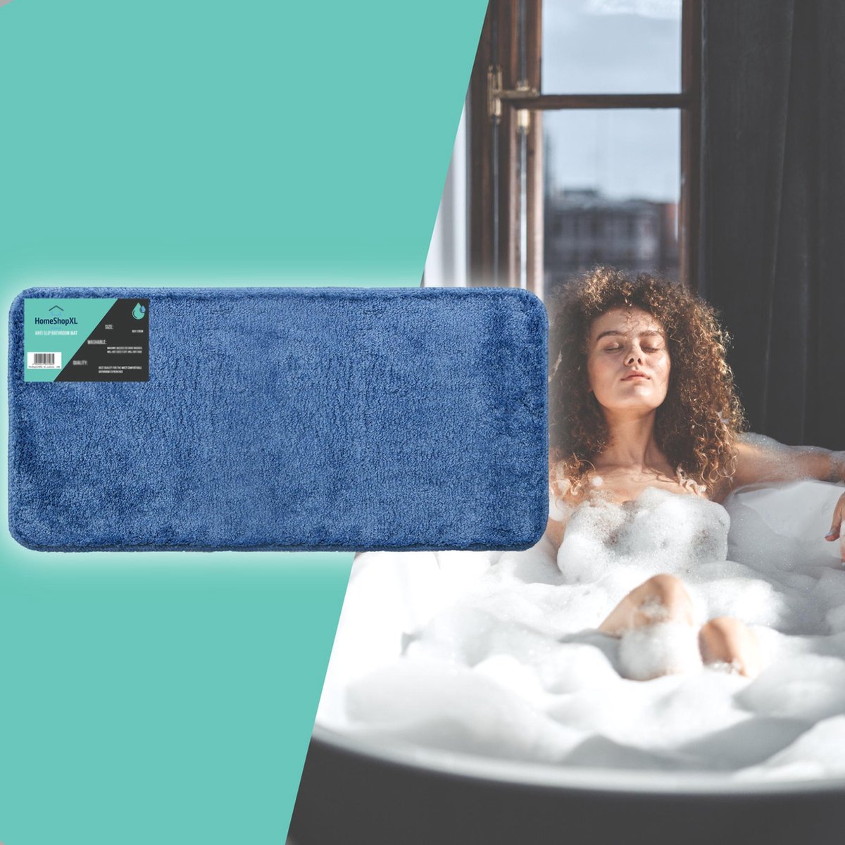 Afbeelding van Badmat - 60x120cm - Blauw - Grote Antislip Douchemat Badkamermat of WC mat - 0e34 dc15 46a0 aa7f 40250b0415a1