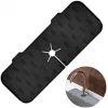 Afbeelding van HSXL - Kraanmat Zwart - Siliconen - 36.5 x 14 cm - Vaatwasbestendig - Streepjes patroon - Afdruipmat voor