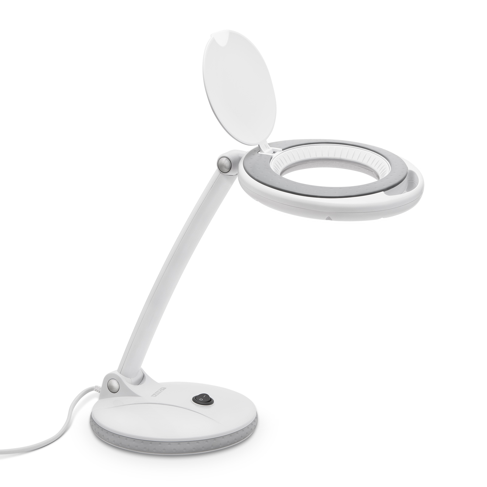 Afbeelding van Handy - Bureau Loeplamp op Standaard - Vergrootglas met verlichting - Op Netstroom - 100MM Glas - Loep Lamp -