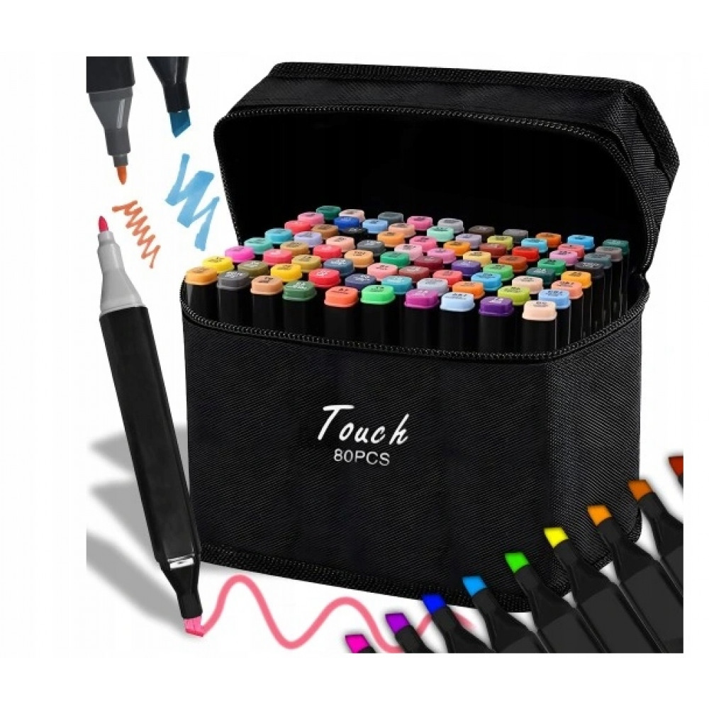 Afbeelding van Alcohol Markers - 80 Markeerstiften - incl. Opbergtas - Twinmarkers - Stiften voor volwassenen & kinderen