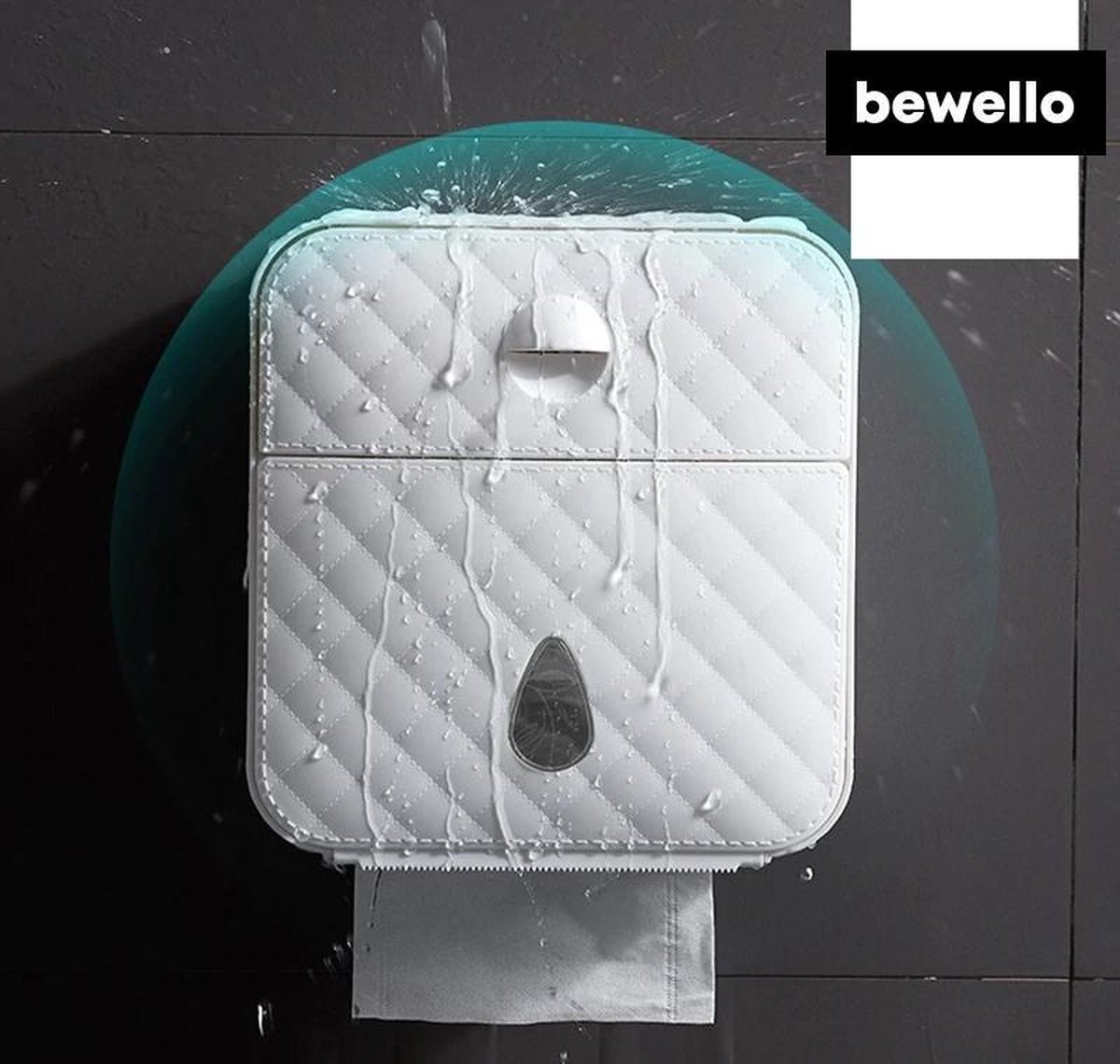 Afbeelding van Bewello® - WC Rolhouder - Toiletrolhouder - Zelfklevend WC Kastje - Wit met Grijs - 205 x 125 x 220 mm -