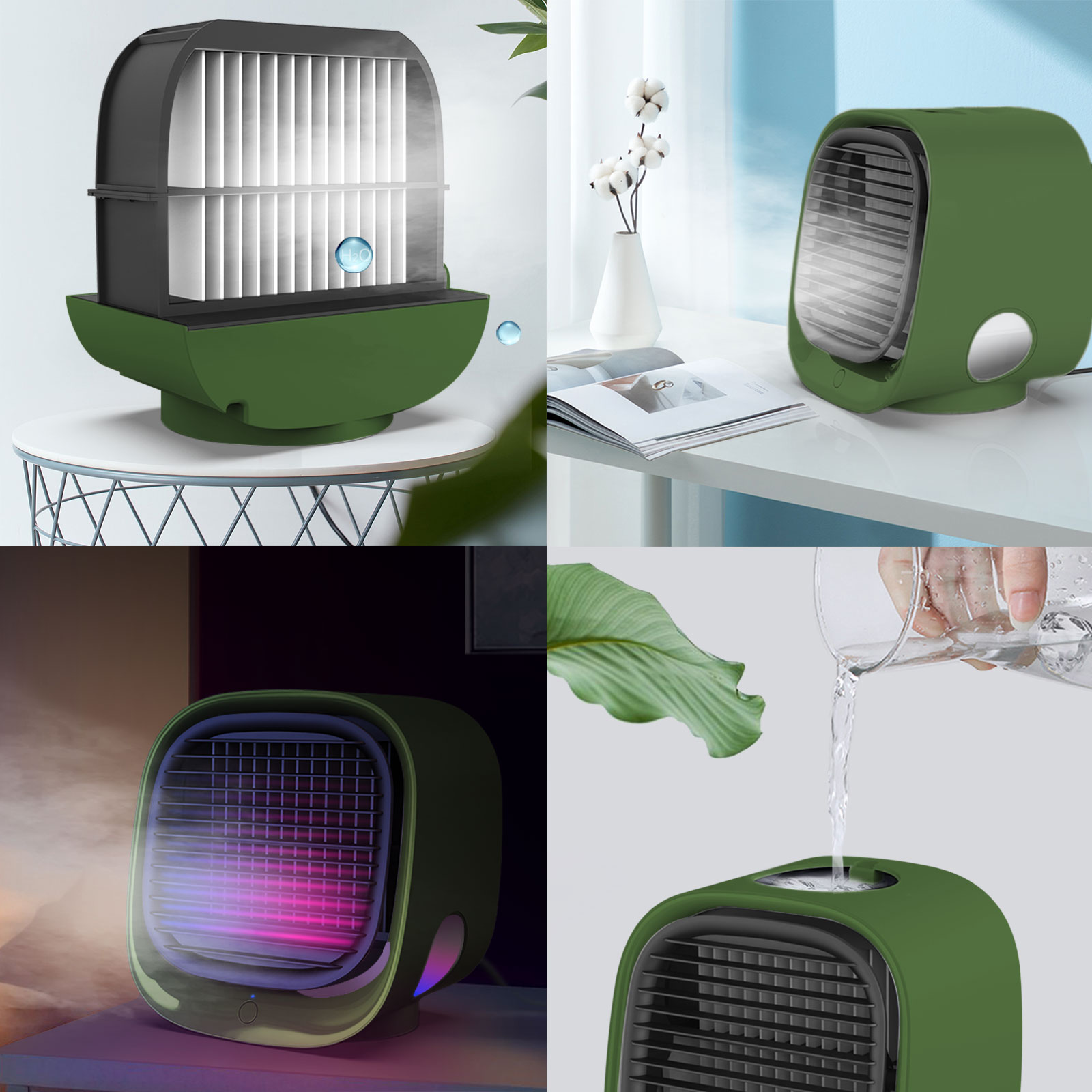 Afbeelding van Bewello® - Mini Ventilator voor Bureau - USB Ventilator met Luchtkoeler - Kleine Tafelventilator Airco -