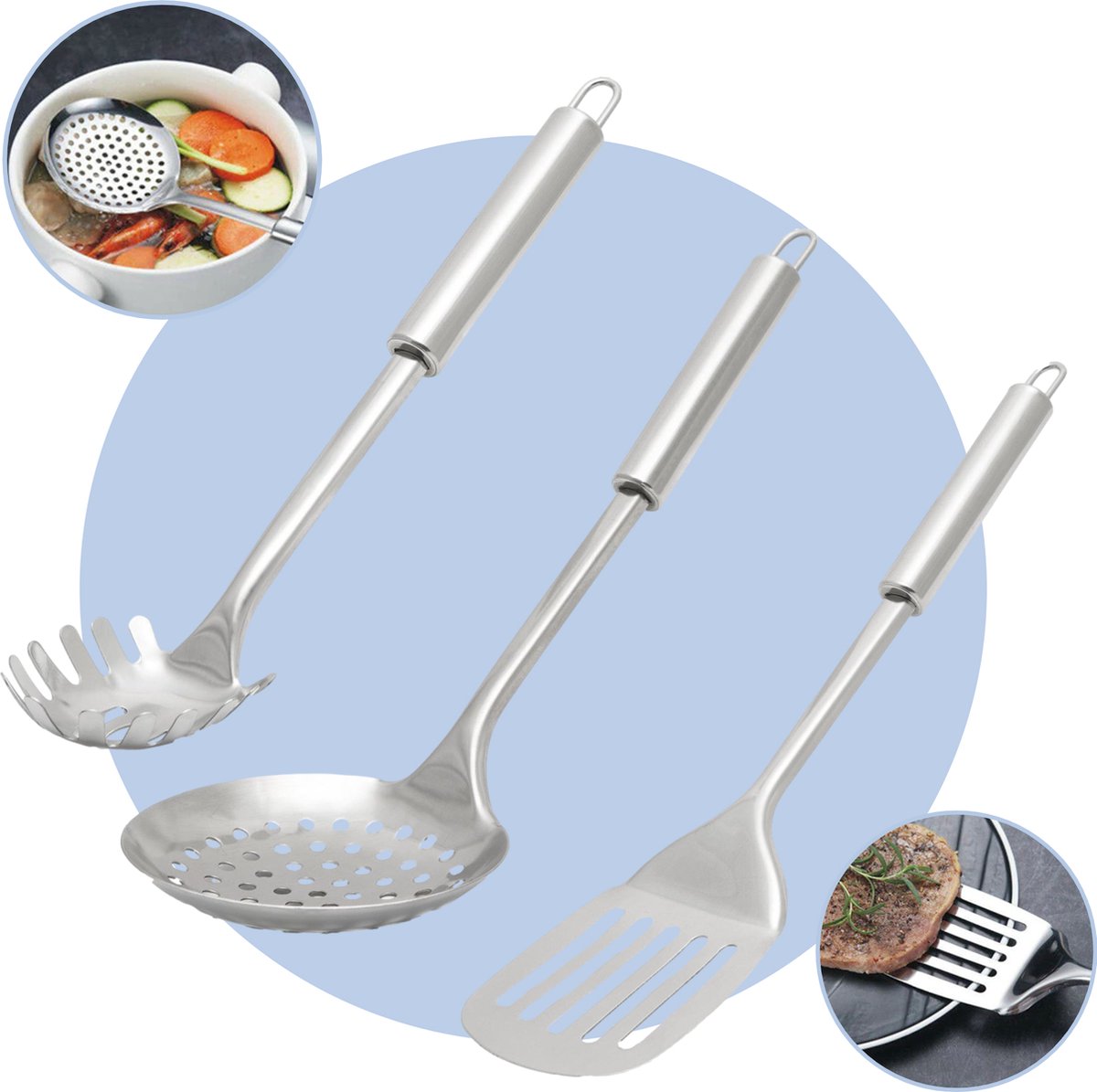 Afbeelding van Schuimspaan RVS - Bakspatel RVS - Pastalepel RVS - Spatel Set van 3 - 30cm - 131d 9a2d 4f7a 89cb 2f28680ae5f2