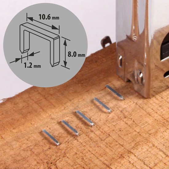 Afbeelding van Handy - Professioneel Nietpistool Tacker in Case - met 1500 nietjes & Opbergkoffer - Nietmachine /