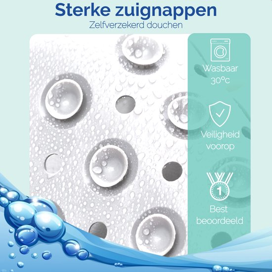 Afbeelding van HSXL - Antislipmat - 88x40CM - Incl. Netspons - Antislip Douchemat / Badmat Wit met Zuignappen – Mat voor