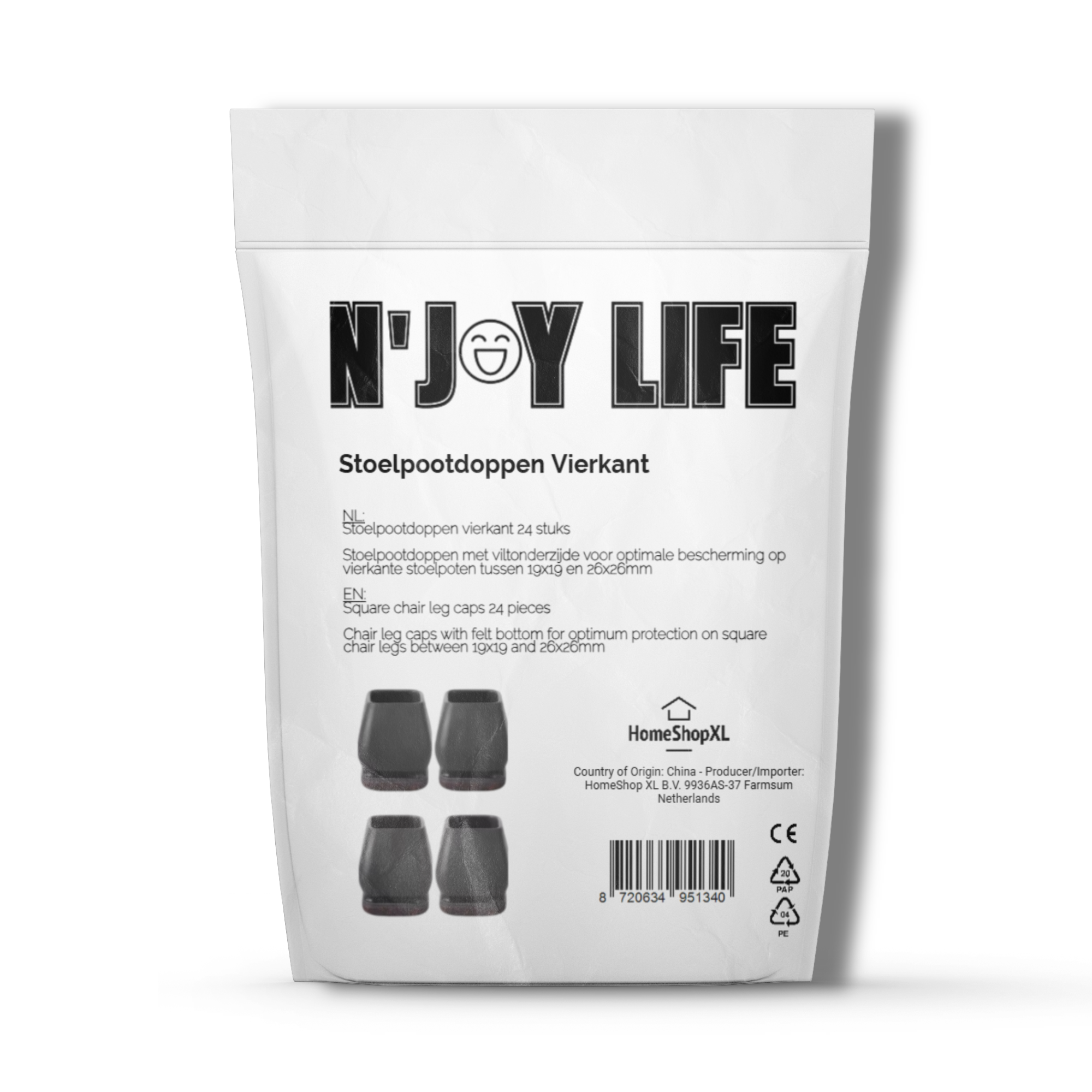 Afbeelding van N'JOY LIFE - 24x Premium Stoelpoot beschermers Flexibel - Stoelpootdoppen 19x19 tot 26x26 mm voor