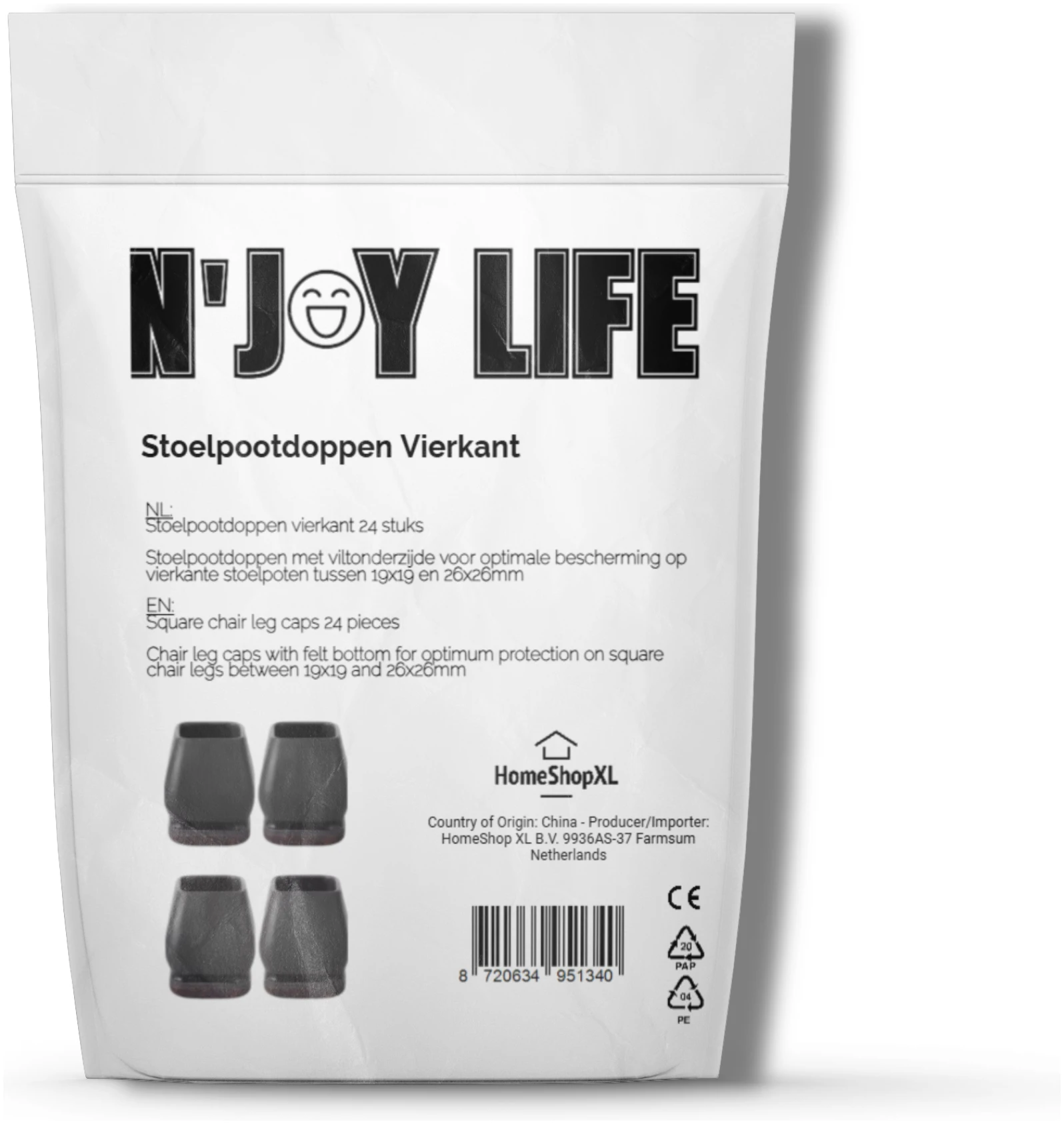 Afbeelding van N'JOY LIFE - 24x Premium Stoelpoot beschermers Flexibel - Stoelpootdoppen 19x19 tot 26x26 mm voor