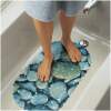 Afbeelding van Antislip Douchemat Douche cabine Mat voor in bad - Blauw Steenpatroon - Anti Slip badmat - 66x36CM - Mat voor
