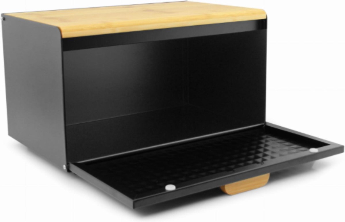 Afbeelding van Luxe Broodtrommel Zwart met Bamboe - Brood Bewaardoos - 36x21x21CM - Rechthoekig - 1865 9548 45e8 a2f1