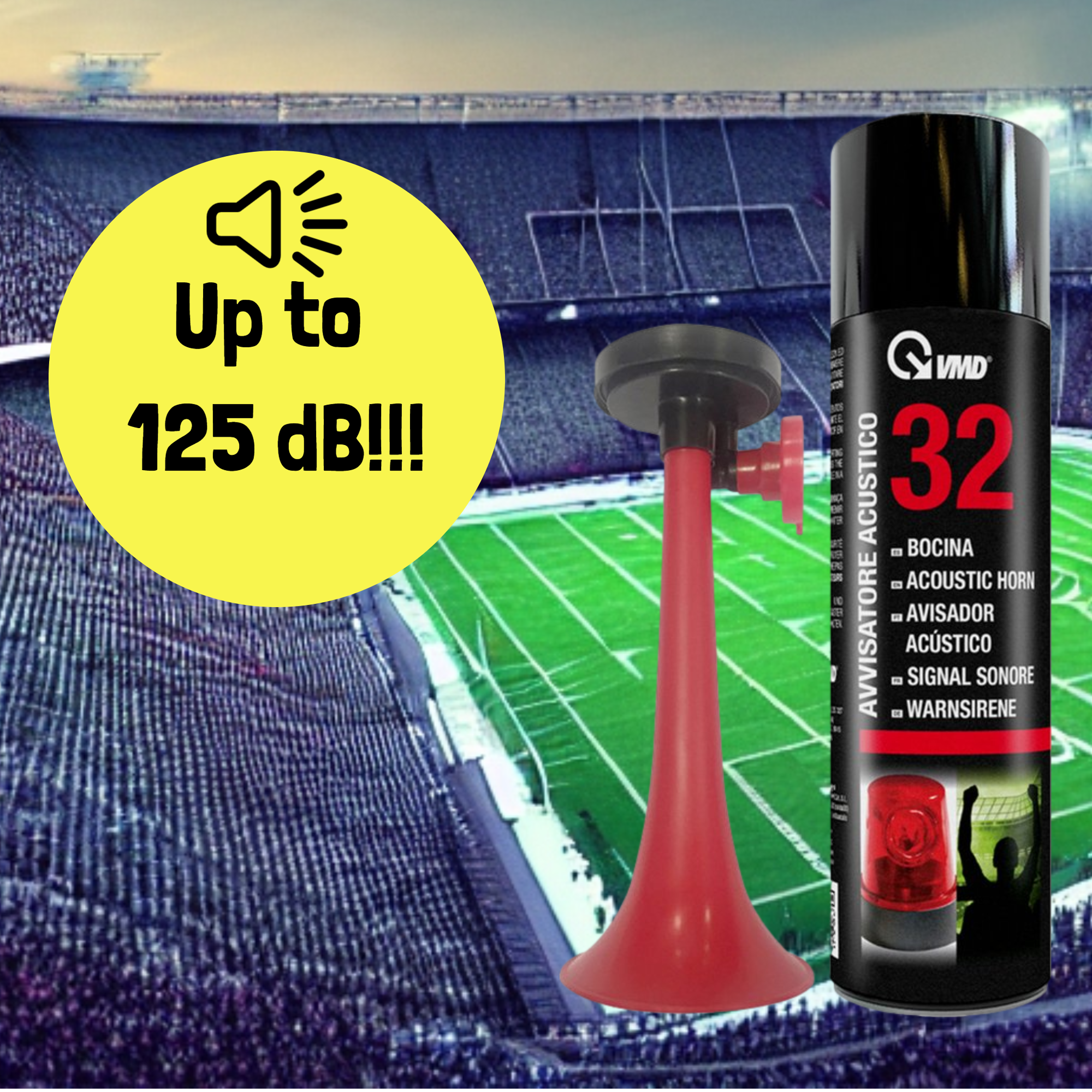 Afbeelding van Luchthoorn Toeter - Gastoeter - Scheepshoorn - Feest Toeter - met gas vulling 300ML - Professioneel - EK / WK