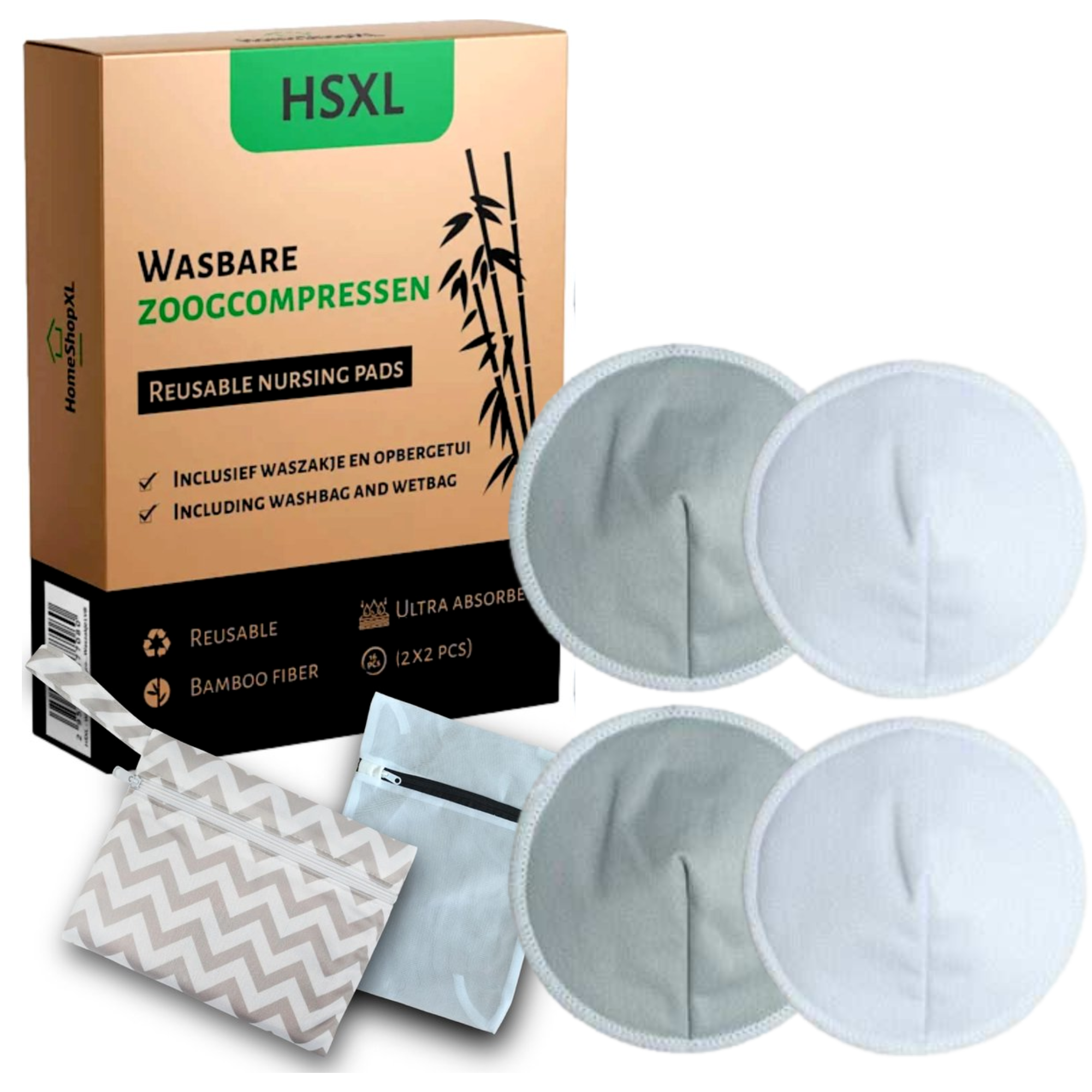 Afbeelding van 4x Wasbare Zoogcompressen - 4 stuks - Cup B t/m G - Wasbaar - 18dd b546 4eec 927d 12ef7ab1c614