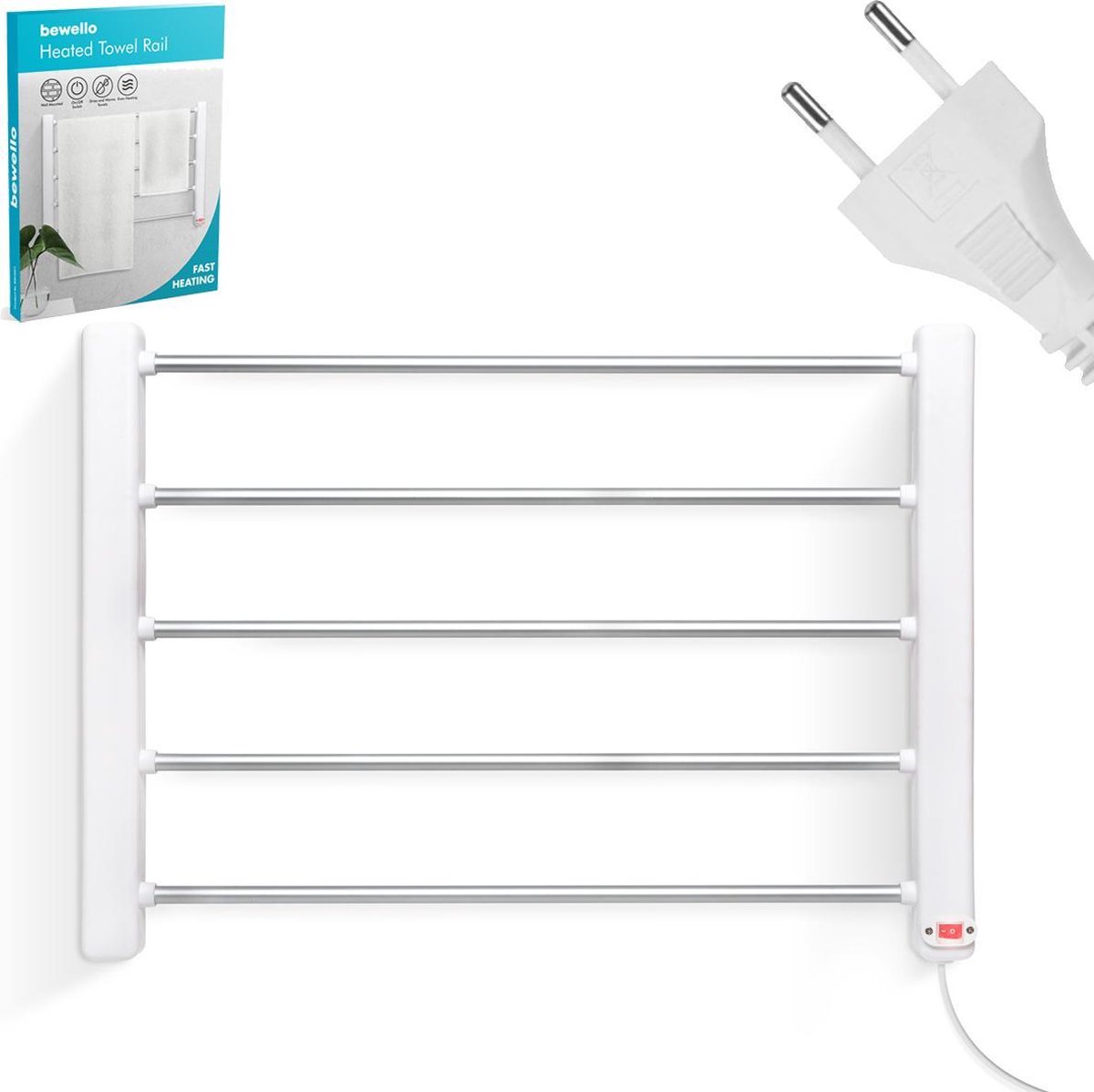 Afbeelding van Bewello® - Elektrisch Handdoekrek - Droogrek voor Handdoeken - Radiator op Netstroom voor Badkamer -