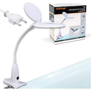 Afbeelding van Handy - Bureau Loeplamp met Tafelklem - Vergrootglas met verlichting - 12 Dioptrie (5x Zoom) Op Netstroom -