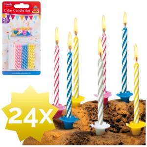 Afbeelding van 24 Verjaardagskaarsjes - Taart Kaarsjes met houders - BPK - 1a3d 1464 4a22 996a cd49c0ec18f3