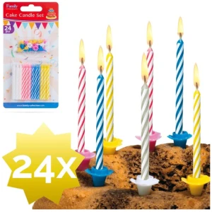 Afbeelding van 24 Verjaardagskaarsjes - Taart Kaarsjes met houders - BPK - 1a3d 1464 4a22 996a cd49c0ec18f3