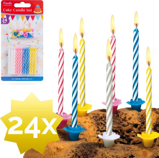 Afbeelding van 24 Verjaardagskaarsjes - Taart Kaarsjes met houders - BPK - 1a3d 1464 4a22 996a cd49c0ec18f3