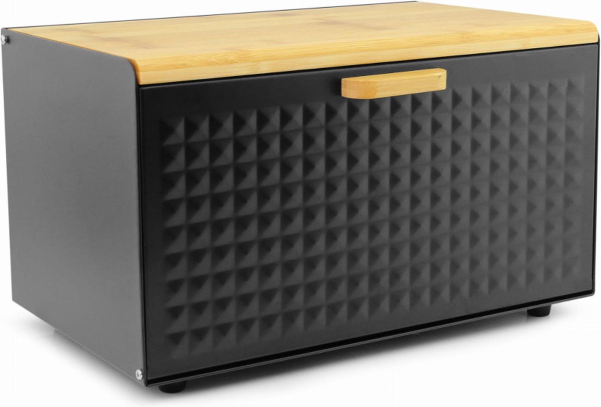 Afbeelding van Luxe Broodtrommel Zwart met Bamboe - Brood Bewaardoos - 36x21x21CM - Rechthoekig - 1add 85e2 43b8 99c0