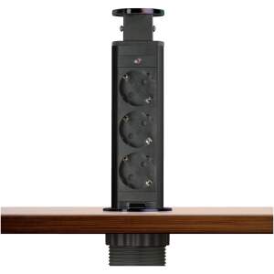 Afbeelding van DELIGHT - Inbouw Pop-Up Tafelblad Stekkerdoos met 3 Stopcontacten - Zwart - 1b1c c110 44be 8ac0 b5bebab62614
