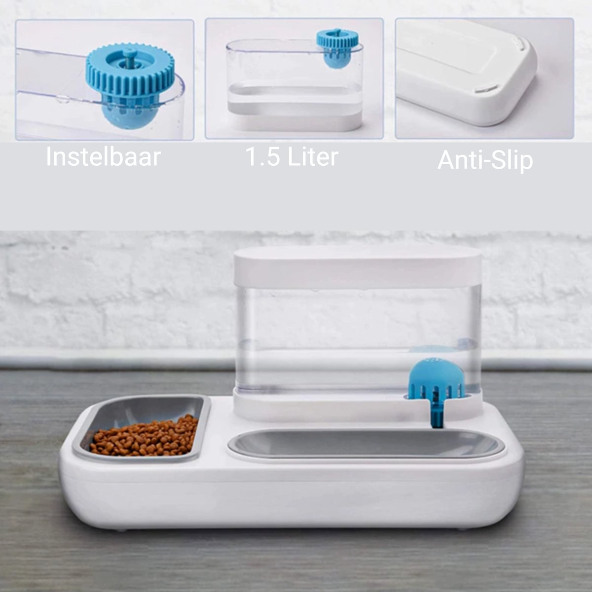 Afbeelding van Automatische Waterbak voor Kat of Hond - Zonder batterijen! - Voerbak en Drinkbak in 1 - 1bff 1428 42d6 8336