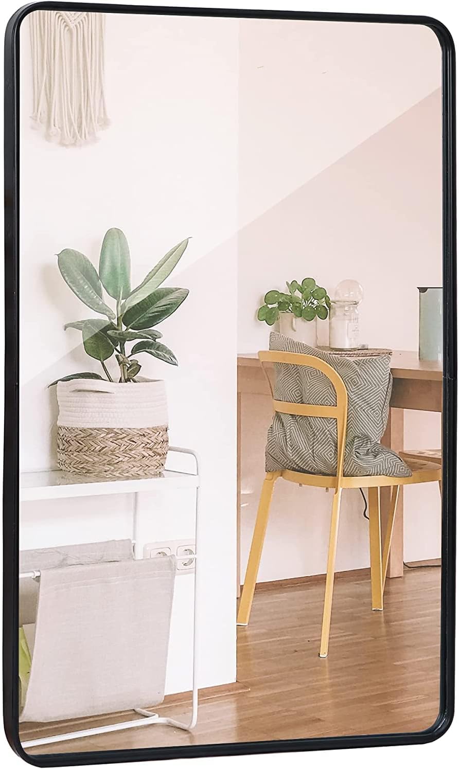 Afbeelding van HSXL - Spiegels - Luxe Rechthoekige Spiegel Zwart - 60x90cm Groot - Grote Wandspiegel 60 x 90 cm Rechthoek