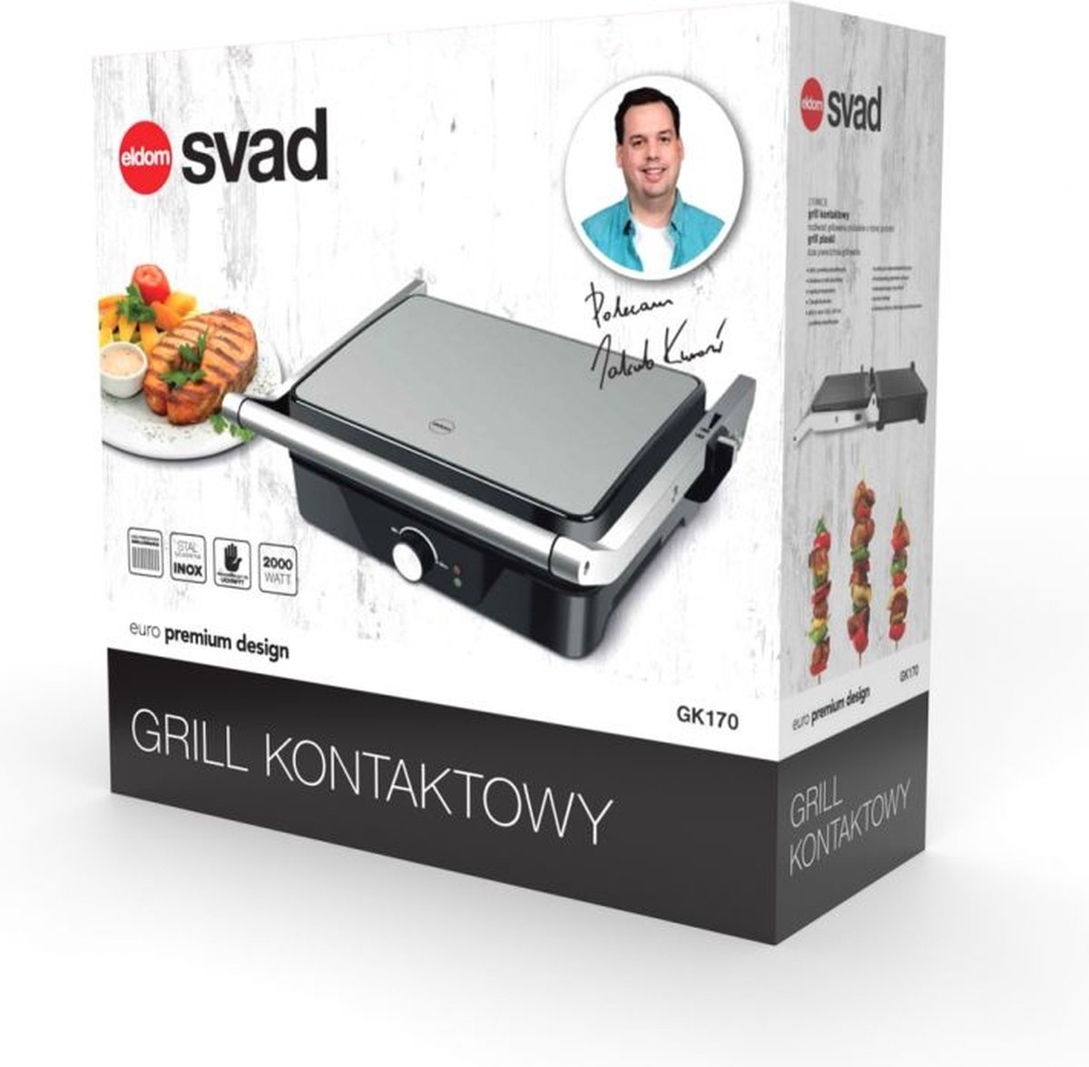 Afbeelding van Eldom GK170 Contactgrill – 2000W RVS – Dubbele Grillfunctie – 30x25 cm – Antiaanbak /