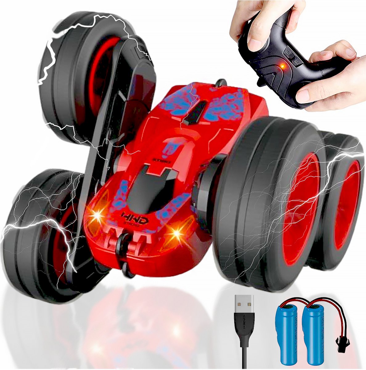 Afbeelding van HyperWheels - Bestuurbare Auto voor Jongens - Speelgoed Stuntauto voor Binnen of Buiten - Rood met Zwart -