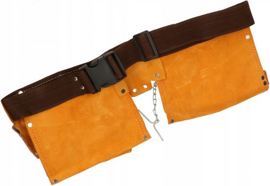 Afbeelding van Gereedschapsriem Leer - 11 vaks - Gereedschapsgordel - ToolPack - Gereedschapsschort - Spijkerschort Dubbel -