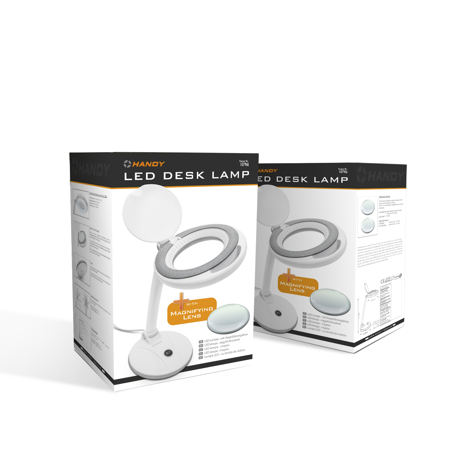 Afbeelding van Handy - Bureau Loeplamp op Standaard - Vergrootglas met verlichting - Op Netstroom - 100MM Glas - Loep Lamp -