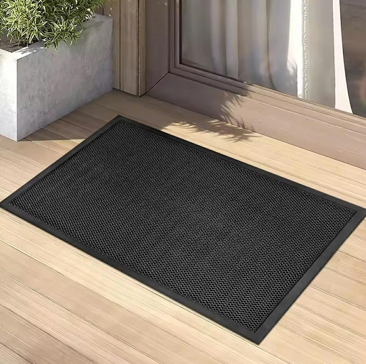 Afbeelding van 3D Mesh Deurmat Anti-Slip voor binnen - 90x60cm - Rubber/Stof - Zwart - Droogloopmat Antislip - 1f73 6342
