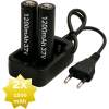 Afbeelding van 2x 1200mAh 18650 3,7V Li-Ion - 18 x 65 mm Cilindrisch - Oplaadbare CR18650 Batterijen met Netstroom Oplader -