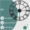 Afbeelding van HSXL - 40cm Kleine Stille Wandklok Landelijk en Industrieel uit Zwart Metaal - Klein - 40 cm - Metalen