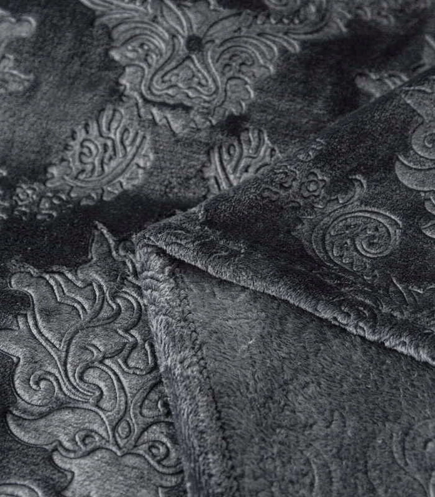 Afbeelding van Zachte OEKO-TEX Fleece Bedsprei 200×220 cm – Donkergrijs – Luxe Microvezel Plaid met Reliëf