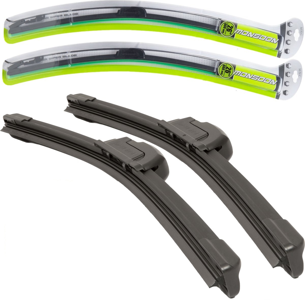 Afbeelding van MNC - Monsoon Aero Tech - 2x Universele Ruitenwissers voor Auto Voorruit - 660 mm - Universeel - Set van 2 -