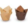 Afbeelding van 100x Muffin Tulp Vormpjes Papier - Cupcake Tulpen - 100 Stuks - Licht en Donkerbruin - Muffin Papiertjes