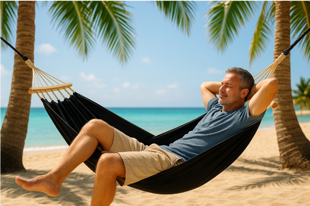 Afbeelding van HSXL Dubbele Hangmat Zwart met Spreidstok en Touwen - 1 of 2 Persoons - Lig Oppervlak 190x150cm - Lengte