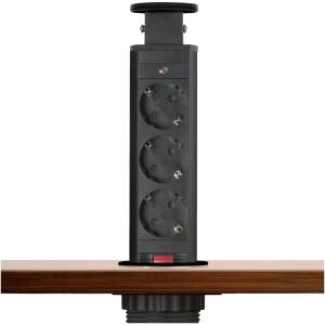 Afbeelding van DELIGHT - Inbouw Pop-Up Tafelblad Stekkerdoos met 3 Stopcontacten - Matzwart (MAT Zwart) - 263d 8d8d 42e1