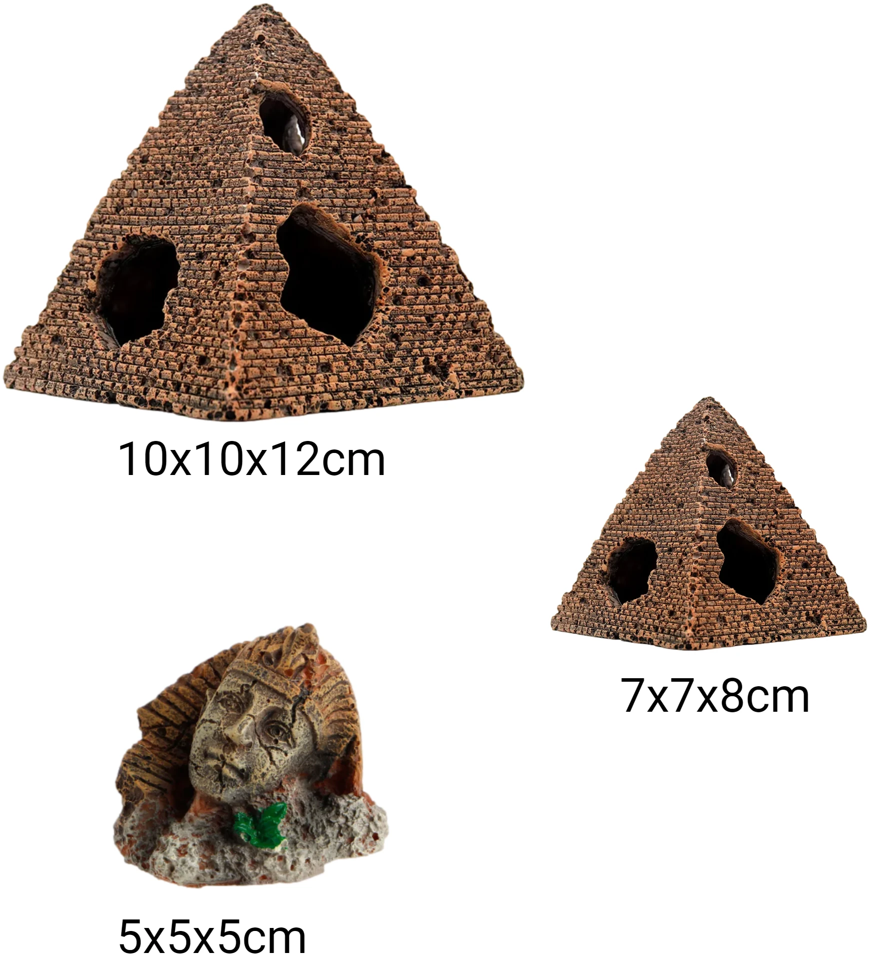 Afbeelding van Aquarium Decoratie - Ornamenten - Set van 3 - Pyramide - Egypte - Sfinx - Woestijn - 264f 4423 499e 9807