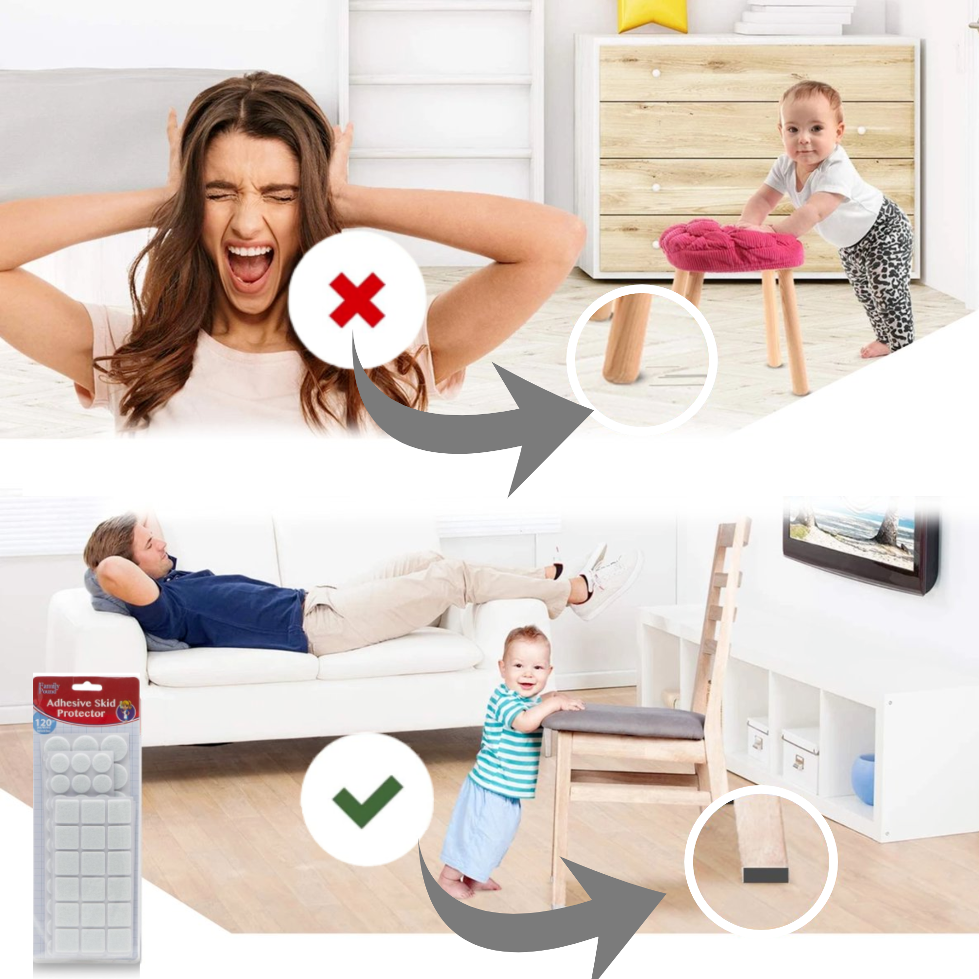 Afbeelding van 120x Premium Viltjes Stoelpoten - Wit - Zelfklevend Anti Kras Meubelvilt voor Meubels - 120 stuks - Rond en