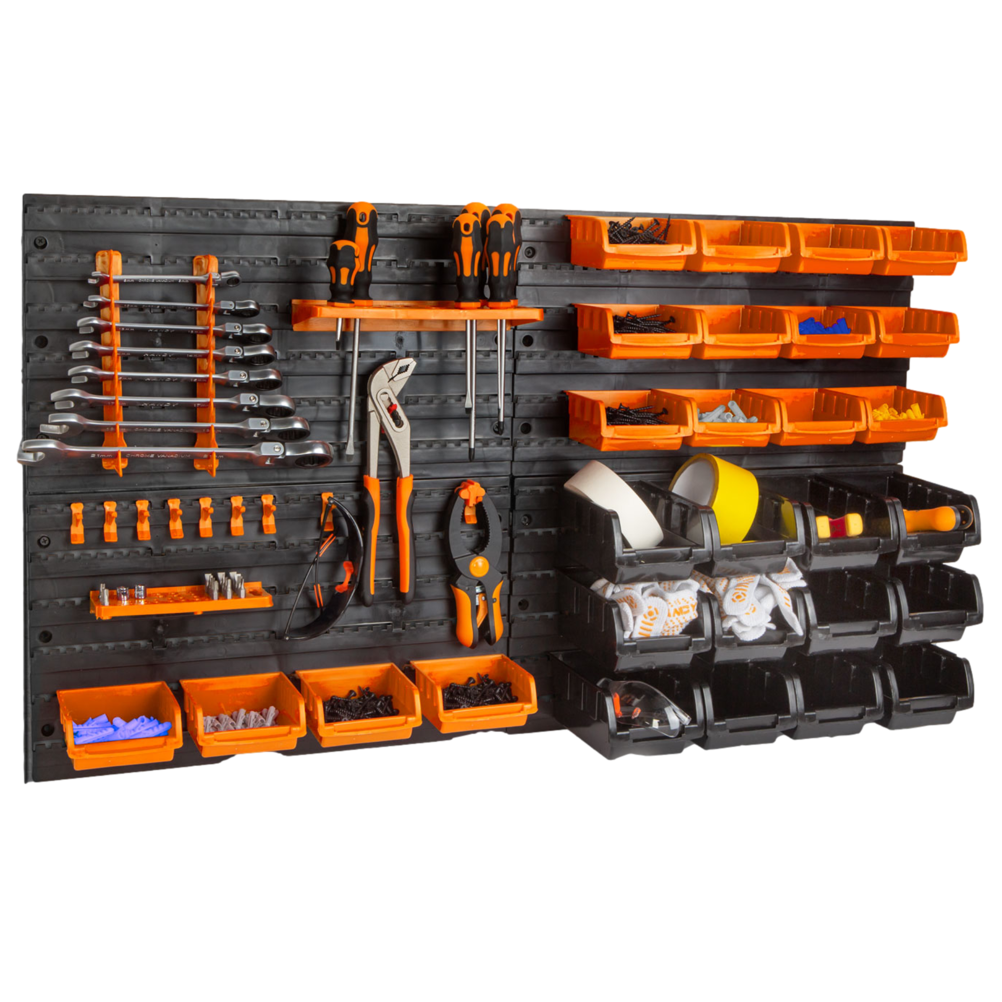 Afbeelding van Handy - Wand Gereedschapshouder voor in Garage of Schuur - 4 Panelen - Met toebehoren! -