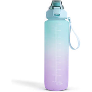 Afbeelding van Family Sport - Waterfles Paars / Blauw - 1 Liter Drinkfles - Waterfles met Rietje - Waterfles met